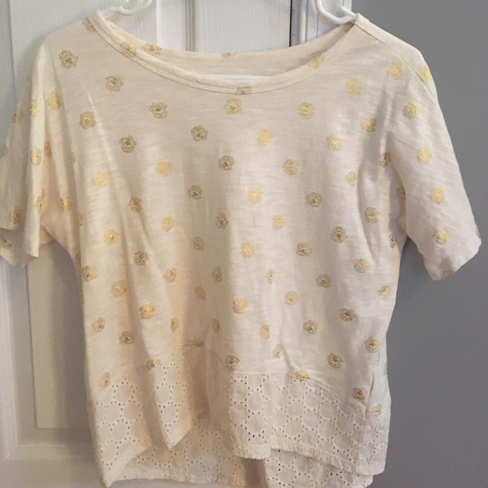 White and gold crop top